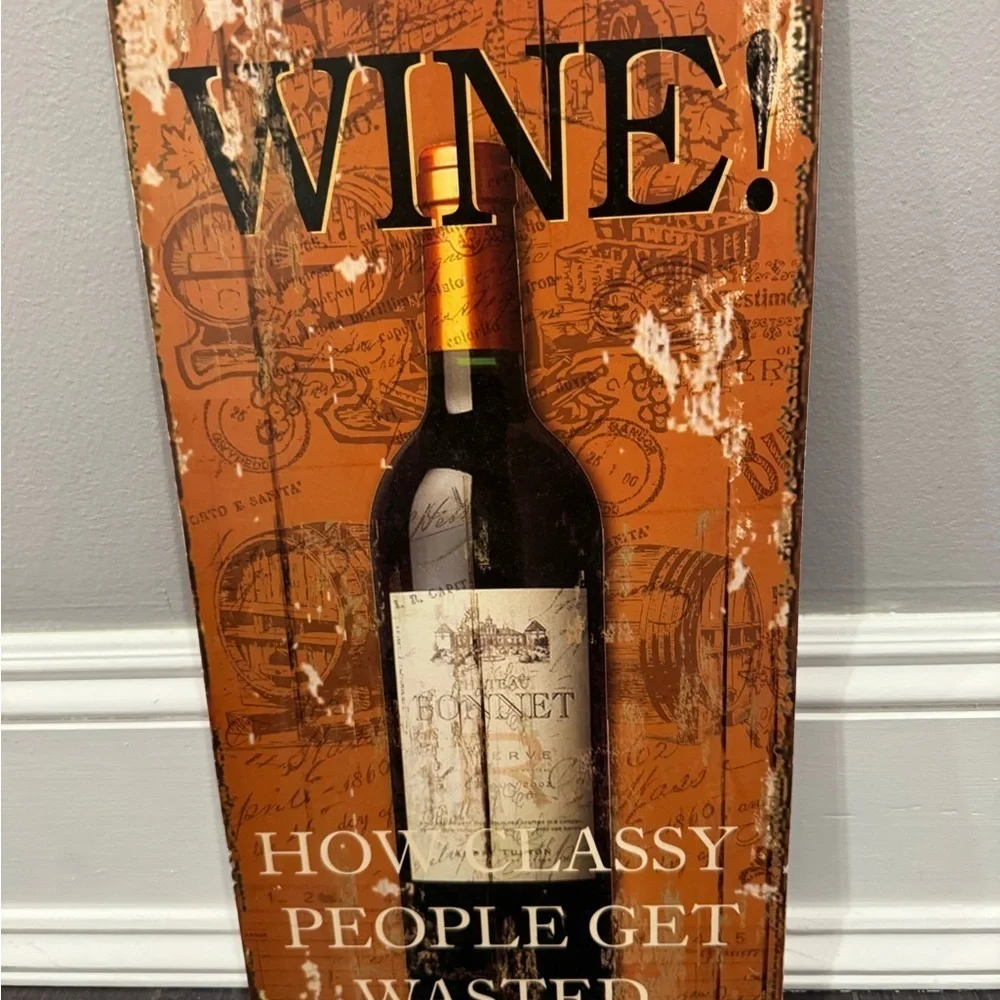 NWOT 17.5 x 9 in Wine How Classy People Get Wasted Vintage Wine Wall Art Decor